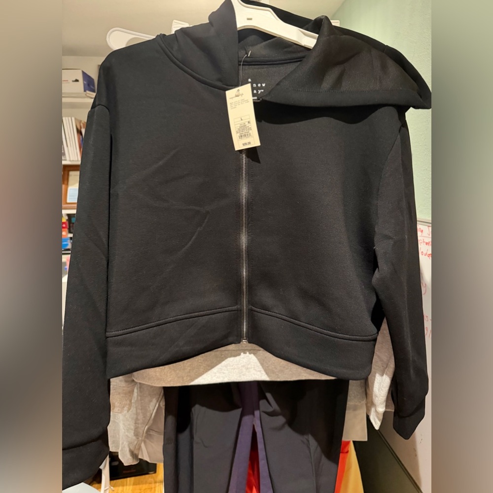 Black Cropped Zip-Up Jacket
